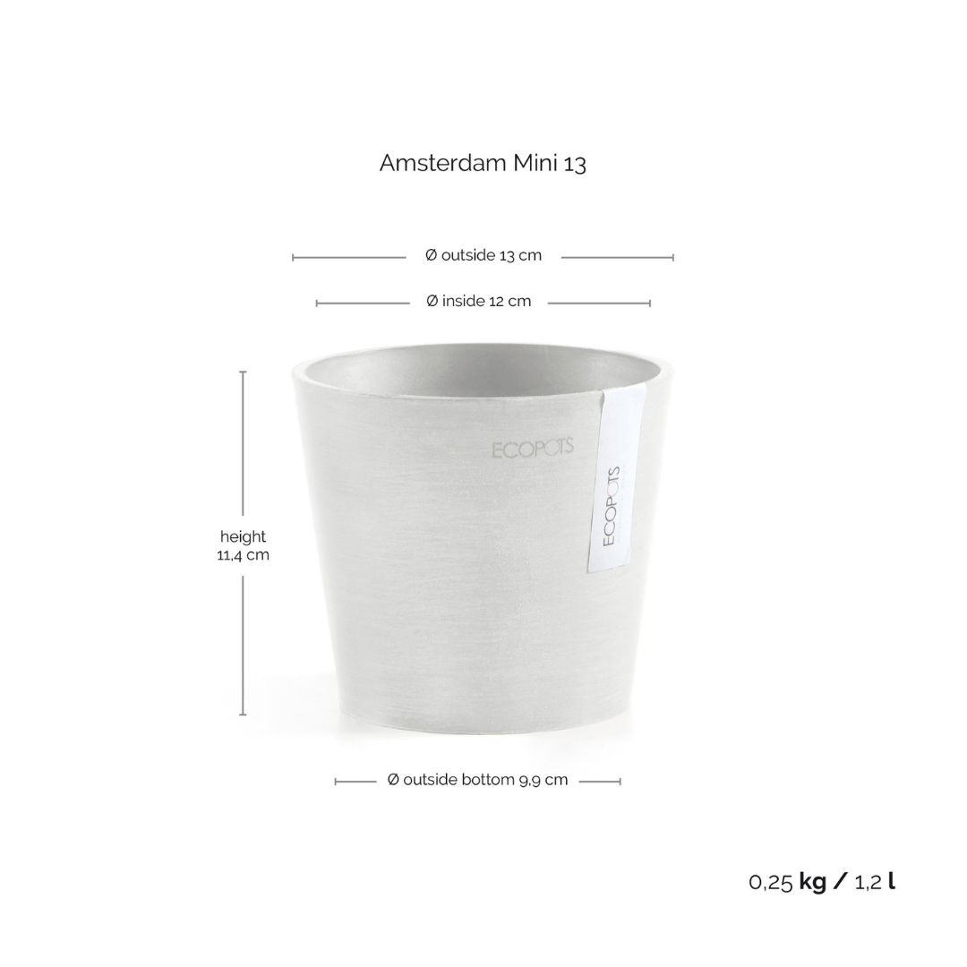 Ecopots Amsterdam Mini Pot Pure White