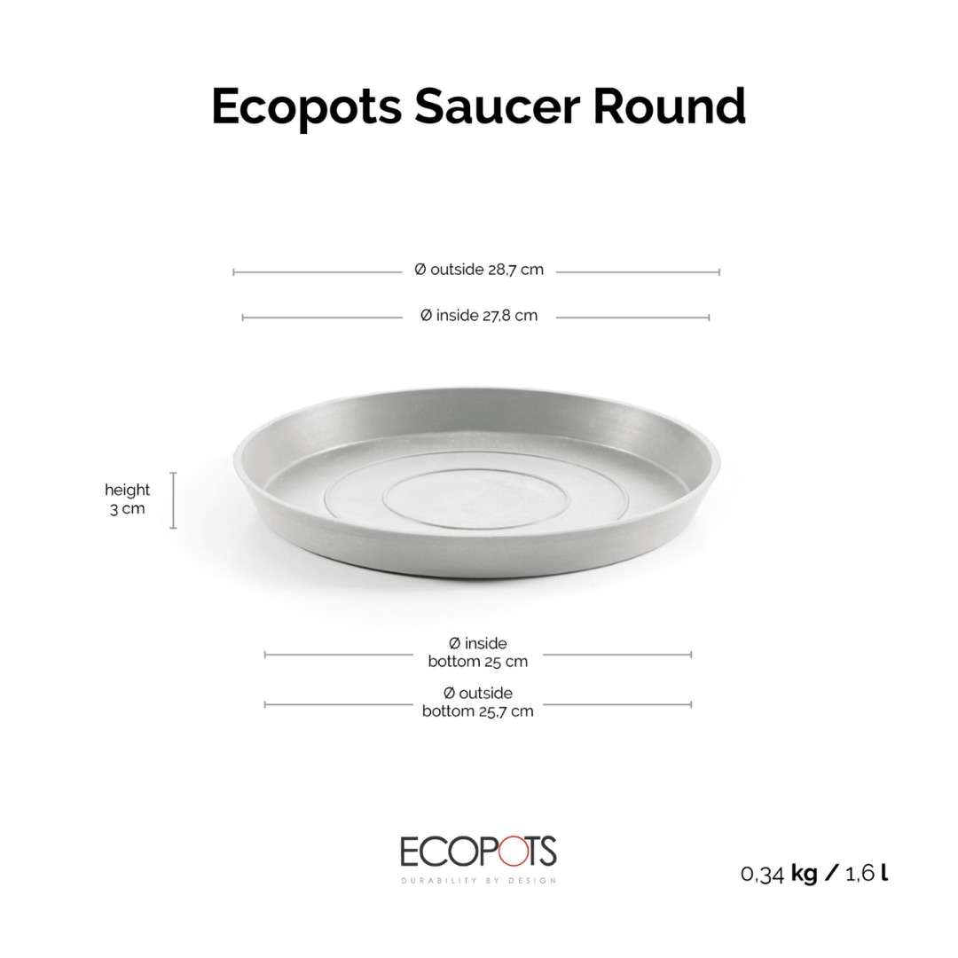 Ecopots Saucer Round White Grey