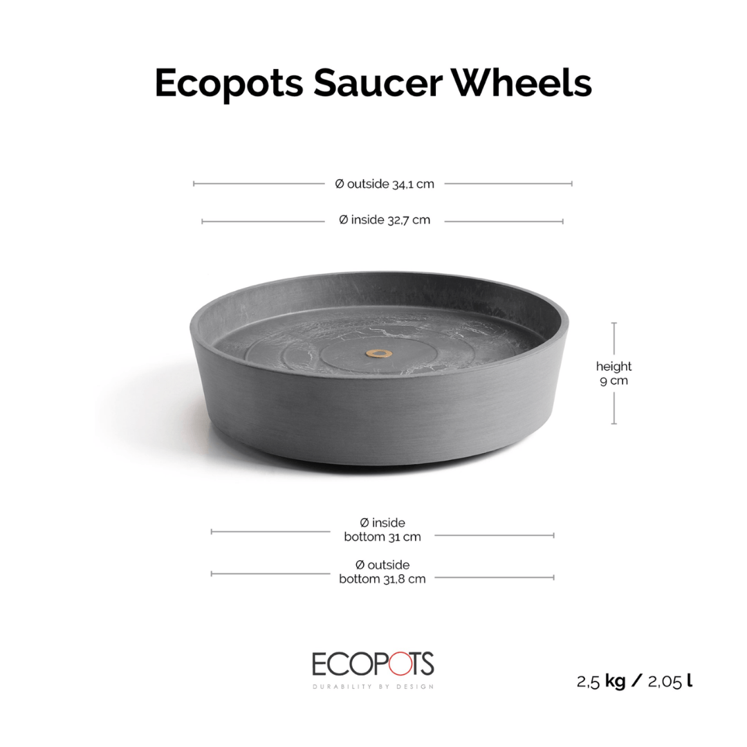 Ecopots Saucer Wheels Round Grey