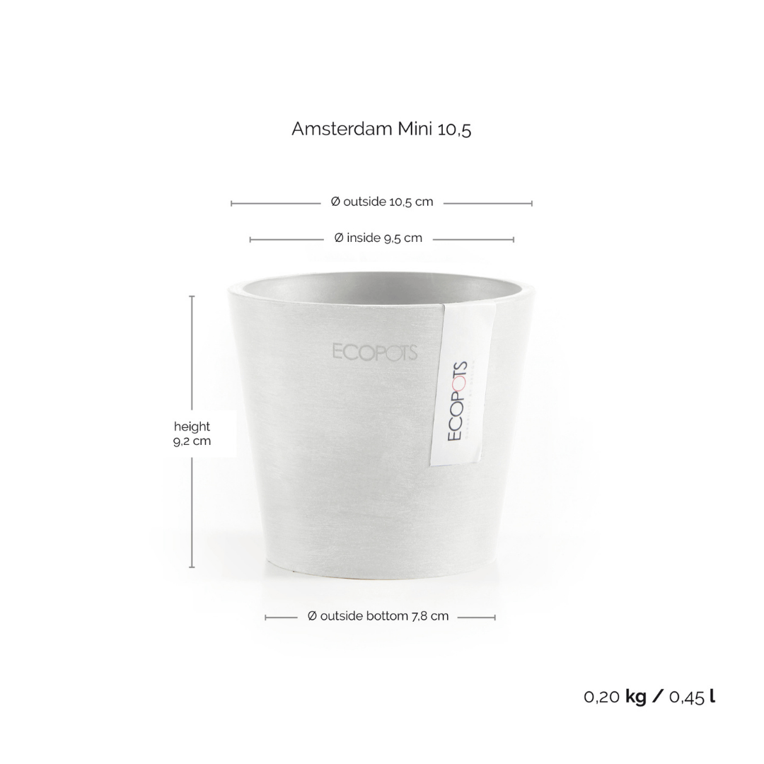 Ecopots Amsterdam Mini Pot White Grey