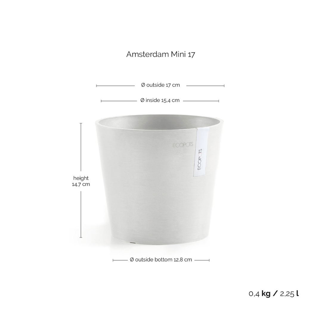 Ecopots Amsterdam Mini Pot White Grey