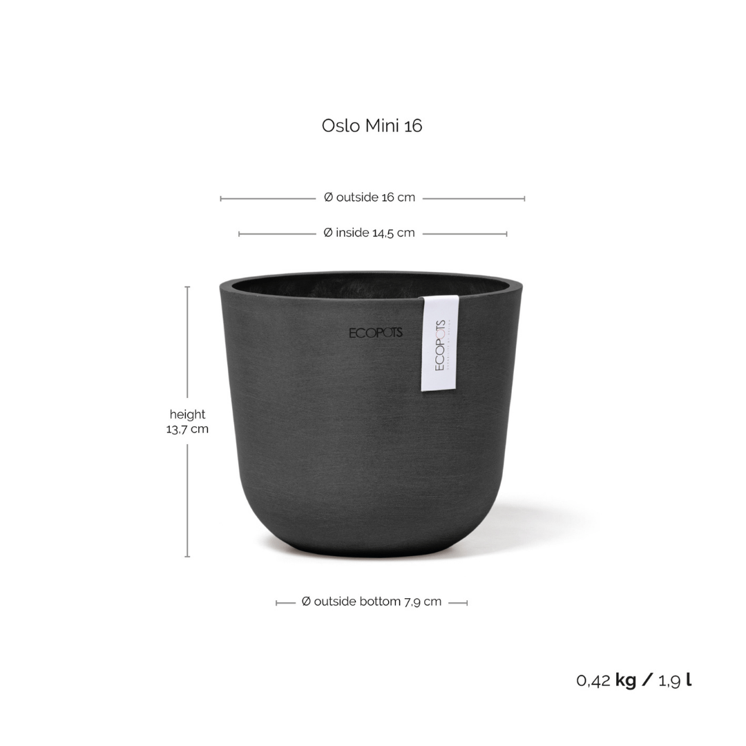 Ecopots Oslo Mini Pot White Grey