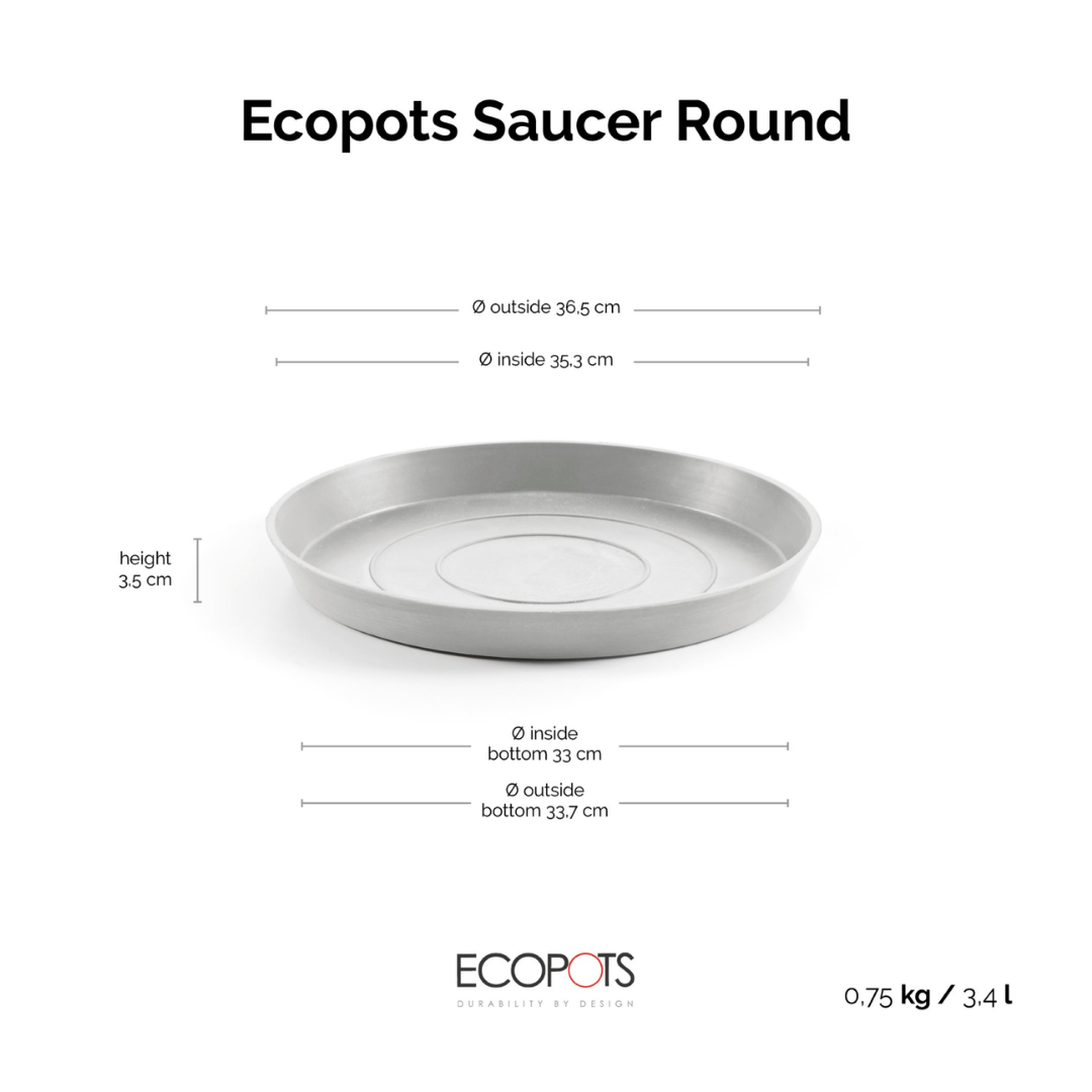 Ecopots Saucer Round White Grey