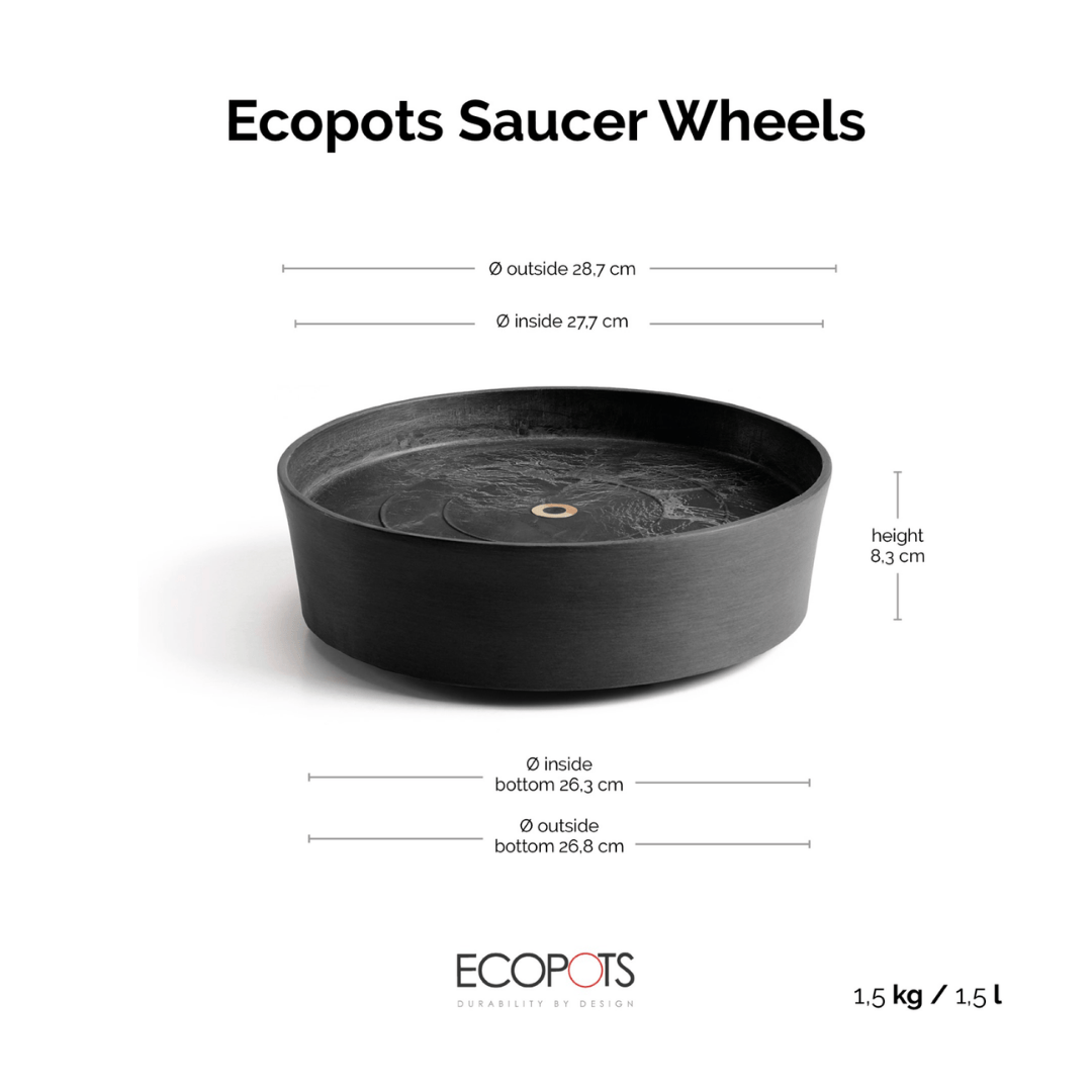 Ecopots Saucer Wheels Round Dark Grey